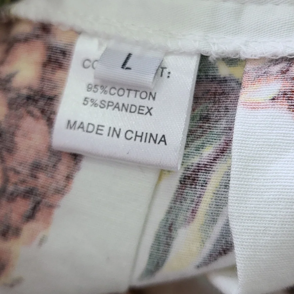 Pineapple Print Skirt Size Large White Yellow Brown Side Zip Flirty A-line Fall - Picture 3 of 3